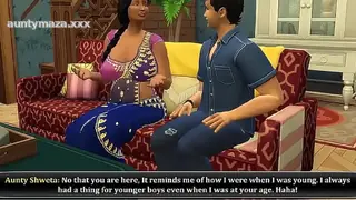 Desi Saree widow aunty got fucked by her son& friend