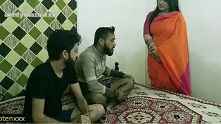 Uncut Indian hot threesome sex! Malkin aunty and two young boy hot sex! clear hindi audio - Hidden Cam Show